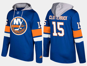 Adidas New York Islanders 15 Cal Clutterbuck Name And Number Blue Hoodie