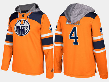 Adidas Edmonton Oilers 4 Kris Russell Name And Number Orange Hoodie