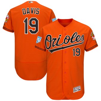 Men's Baltimore Orioles 19 Chris Davis Majestic Orange 2019 Spring Training Flex Base Player Jersey