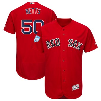 Men's Boston Red Sox 50 Mookie Betts Majestic Scarlet 2019 Spring Training Flex Base Player Jersey