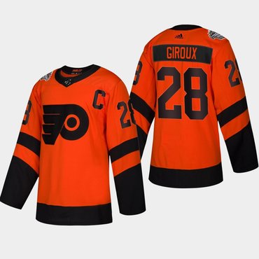 Men's #28 Claude Giroux Flyers Coors Light 2019 Stadium Series Orange Authentic Jersey