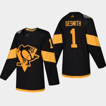 Men's #1 Casey DeSmith Penguins Coors Light 2019 Stadium Series Black Authentic Jersey