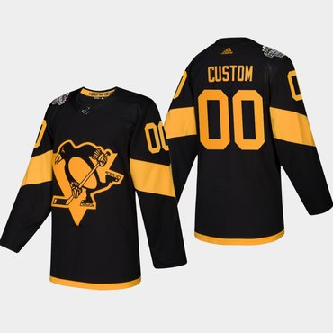 Men's Custom Pittsburgh Penguins Coors Light 2019 Stadium Series Black Authentic Jersey