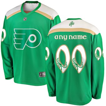Men's Philadelphia Flyers Green Customized 2019 St. Patrick's Day Adidas Jersey