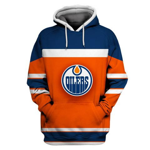 Men's Edmonton Oilers Orange All Stitched Hooded Sweatshirt