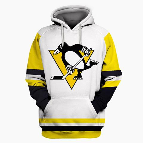 Men's Pittsburgh Penguins White All Stitched Hooded Sweatshirt