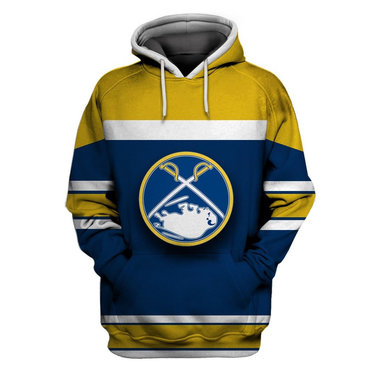 Men's Buffalo Sabres Blue Gold All Stitched Hooded Sweatshirt