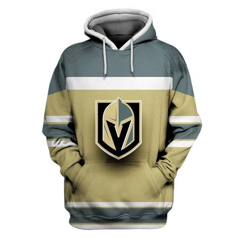 Men's Vegas Golden Knights Gold All Stitched Hooded Sweatshirt