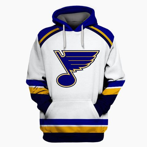 Men's St. Louis Blues White All Stitched Hooded Sweatshirt