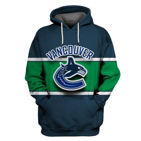 Men's Vancouver Canucks Navy All Stitched Hooded Sweatshirt