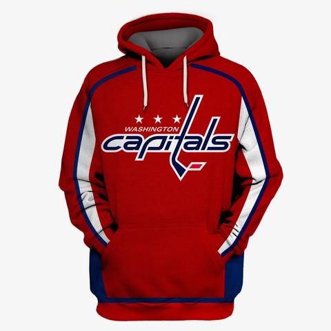 Men's Washington Capitals Red All Stitched Hooded Sweatshirt