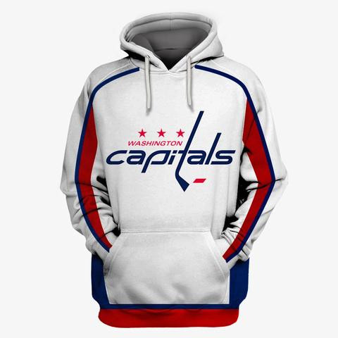 Men's Washington Capitals White All Stitched Hooded Sweatshirt