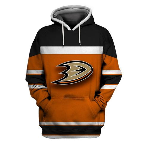 Men's Anaheim Ducks Orange All Stitched Hooded Sweatshirt