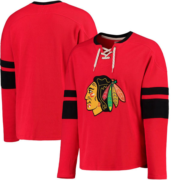 Blackhawks Red Men's Customized All Stitched Hooded Sweatshirt