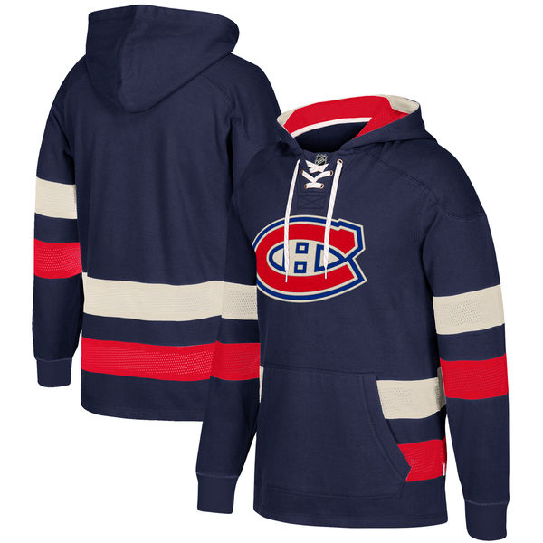 Canadiens Navy Men's Customized All Stitched Hooded Sweatshirt