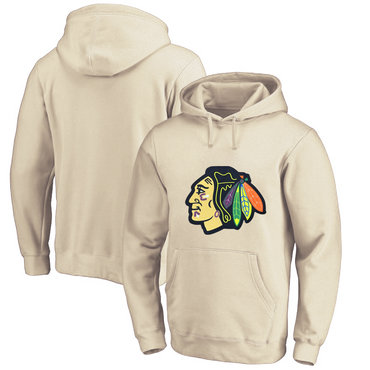 Chicago Blackhawks Cream Men's Customized All Stitched Pullover Hoodie