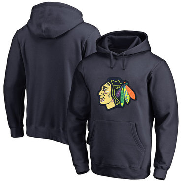 Chicago Blackhawks Navy Men's Customized All Stitched Pullover Hoodie