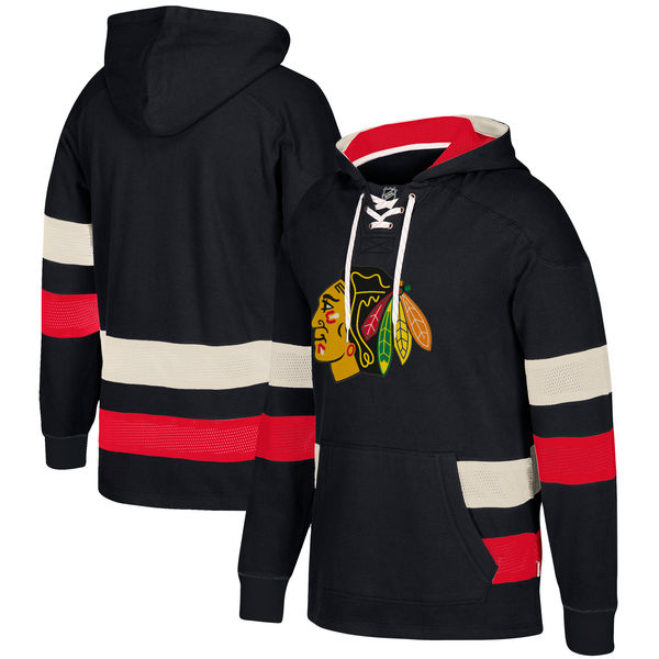 Chicago Blackhawks Black Men's Customized All Stitched Hooded Sweatshirt
