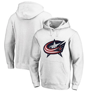 Columbus Blue Jackets White Men's Customized All Stitched Pullover Hoodie