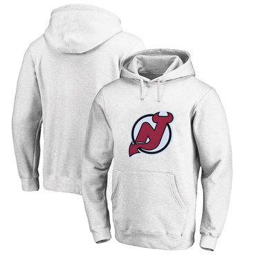 New Jersey Devils White Men's Customized All Stitched Pullover Hoodie