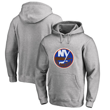 New York Islanders Gray Men's Customized All Stitched Pullover Hoodie