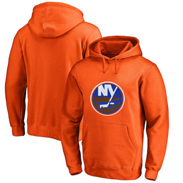 New York Islanders Orange Men's Customized All Stitched Pullover Hoodie