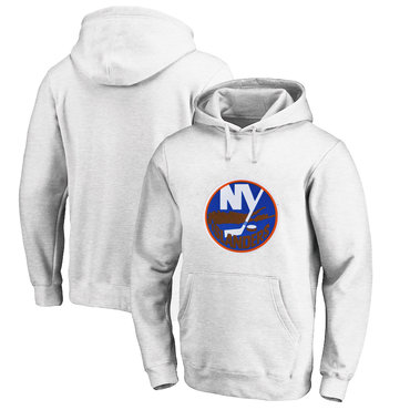 New York Islanders White Men's Customized All Stitched Pullover Hoodie
