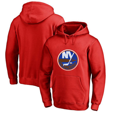 New York Islanders Red Men's Customized All Stitched Pullover Hoodie