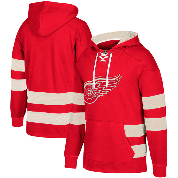 NHL Detroit Red Wings Red Men's Customized All Stitched Hooded Sweatshirt