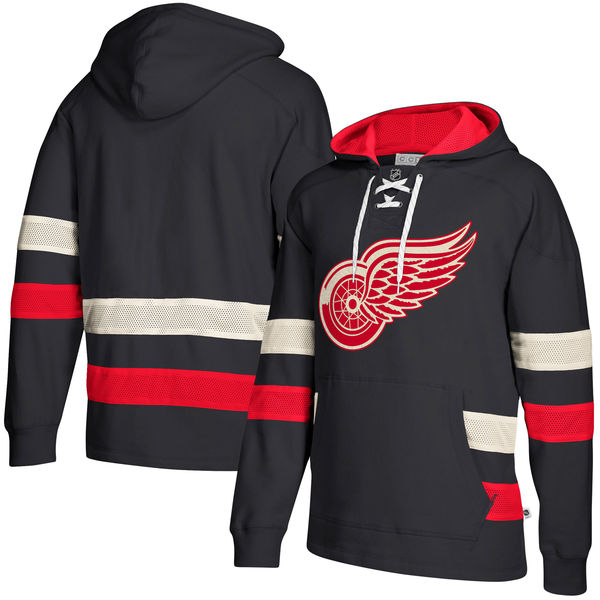 Detroit Red Wings Navy Men's Customized All Stitched Hooded Sweatshirt