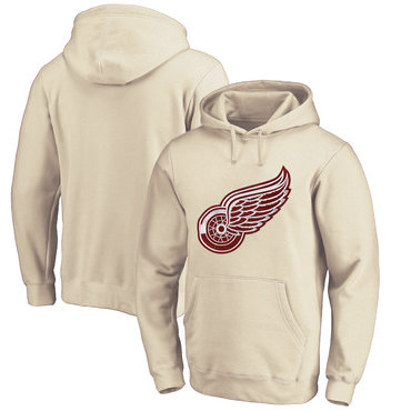 Detroit Red Wings Cream Men's Customized All Stitched Pullover Hoodie