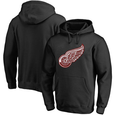 Detroit Red Wings Black Men's Customized All Stitched Pullover Hoodie