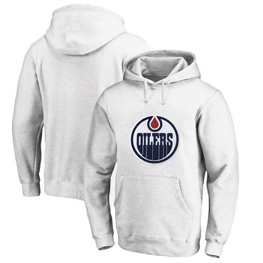 Edmonton Oilers White Men's Customized All Stitched Pullover Hoodie