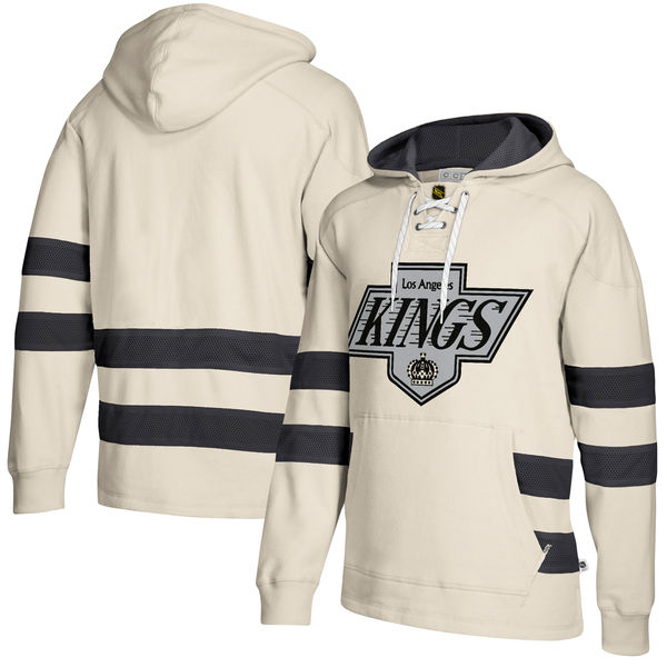 Los Angeles Kings Cream Men's Customized All Stitched Hooded Sweatshirt