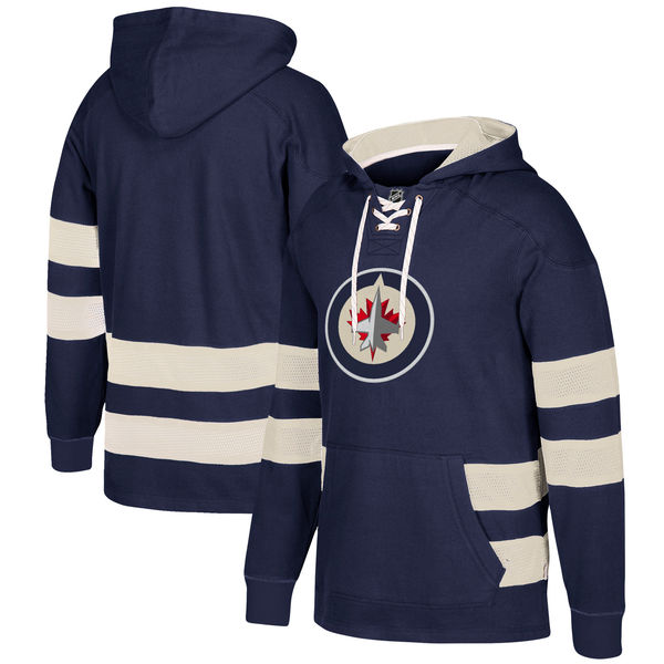 NHL Winnipeg Jets Navy Men's Customized All Stitched Hooded Sweatshirt