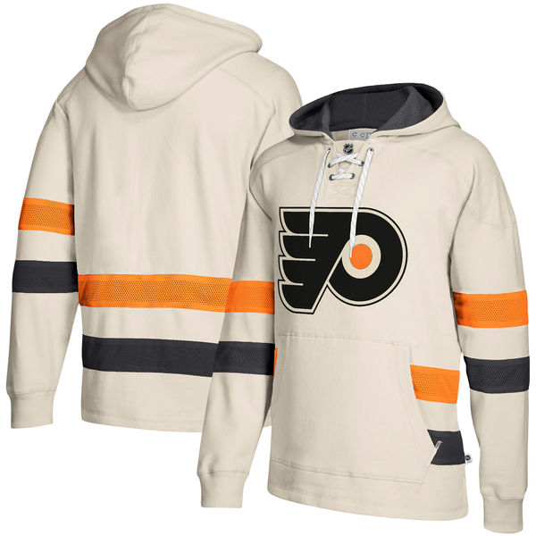 Philadelphia Flyers Cream Men's Customized All Stitched Hooded Sweatshirt