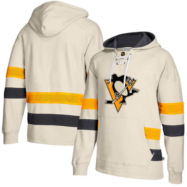 Pittsburgh Penguins Cream Men's Customized All Stitched Hooded Sweatshirt