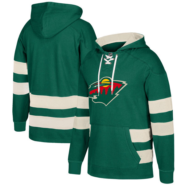 NHL Minnesota Wild Green Men's Customized All Stitched Hooded Sweatshirt