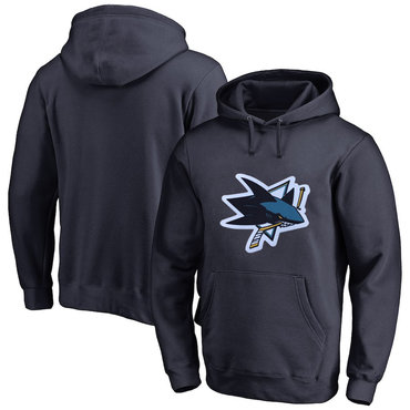 San Jose Sharks Navy Men's Customized All Stitched Pullover Hoodie