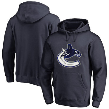 Vancouver Canucks Navy Men's Customized All Stitched Pullover Hoodie