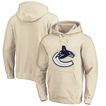 Vancouver Canucks Cream Men's Customized All Stitched Pullover Hoodie