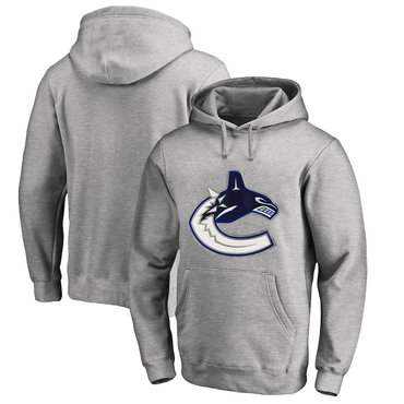 Vancouver Canucks Gray Men's Customized All Stitched Pullover Hoodie