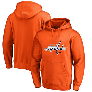 Washington Capitals Orange Men's Customized All Stitched Pullover Hoodie