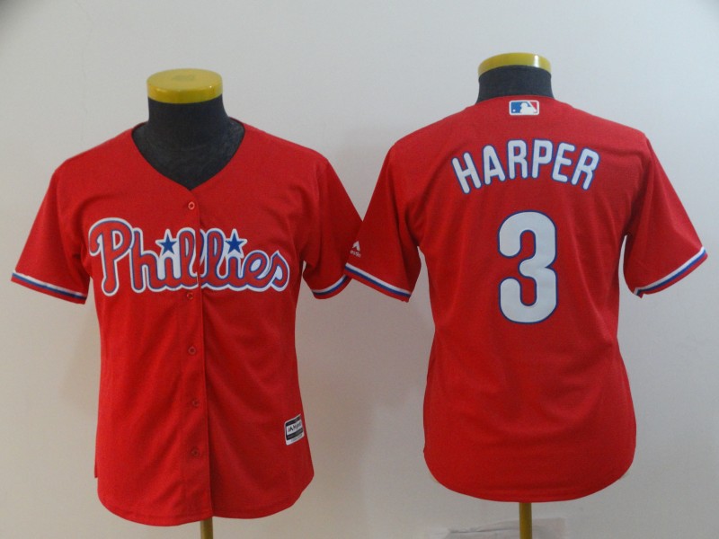 Youth Philadelphia Phillies #3 Bryce Harper Scarlet Cool Base Jersey