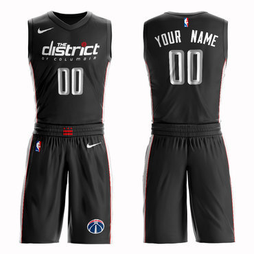 Wizards Black 2018-19 City Edition Men's Customized Nike Swingman Jersey(With Shorts)