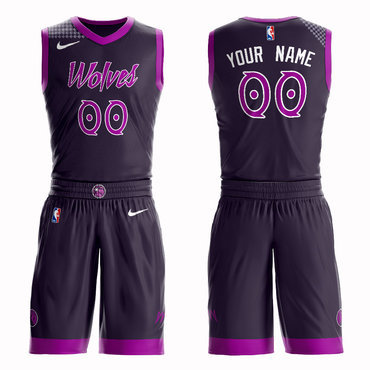 Timberwolves Purple 2018-19 City Edition Men's Customized Nike Swingman Jersey(With Shorts)