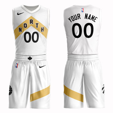 Raptors White 2018-19 City Edition Men's Customized Nike Swingman Jersey(With Shorts)