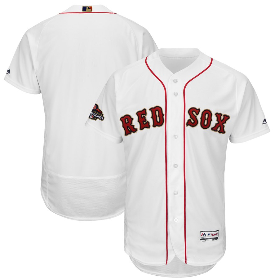 Men's Boston Red Sox Blank White 2019 Gold Program FlexBase Jersey