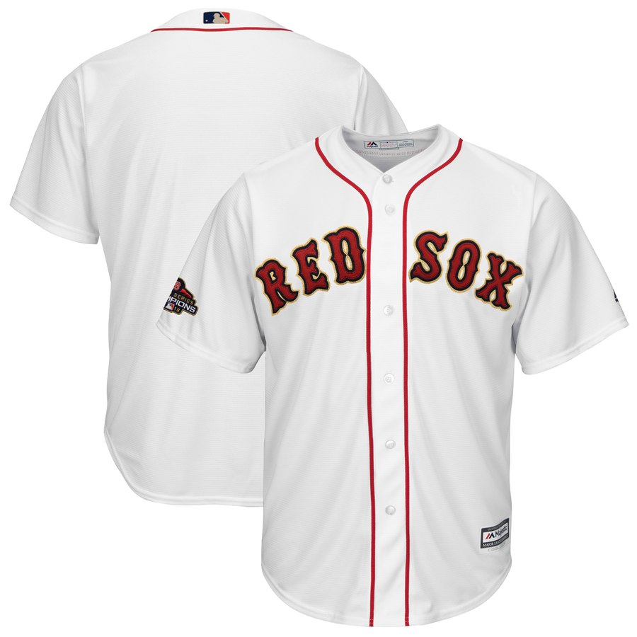Men's Boston Red Sox Blank White 2019 Gold Program Cool Base Jersey