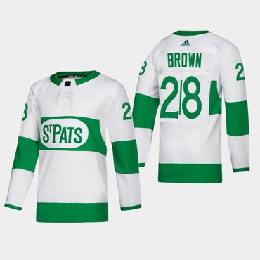 Men's Toronto Maple Leafs #28 Connor Brown Toronto St. Pats Road Authentic Player White Jersey